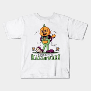 Halloween, a cartoon illustration of a child with a pumpkin head Kids T-Shirt